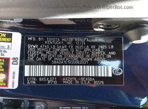 58ADA1C1XSU062031 2025 LEXUS ES 300H Dark Blue Вид подкапотного пространства