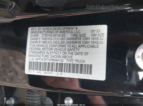5FPYK3F7XPB049132 2023 HONDA RIDGELINE Dark Blue 
