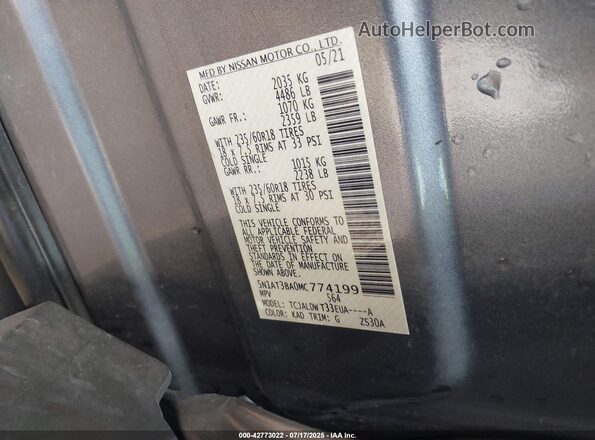 5N1AT3BA0MC774199 2021 NISSAN ROGUE Pewter Vista del compartimento del motor