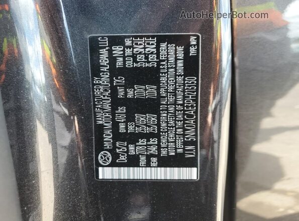 5NMJACAE3PH213130 2023 HYUNDAI TUCSON Charcoal Widok naklejki z numerem VIN