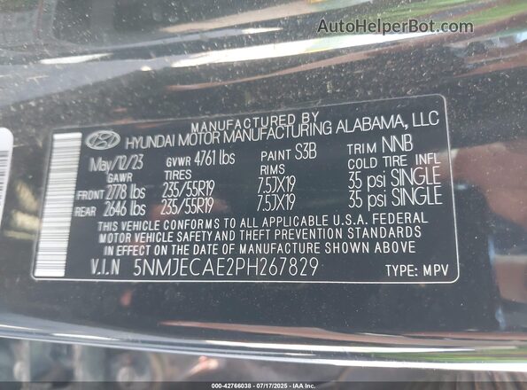 5NMJECAE2PH267829 2023 HYUNDAI TUCSON Black Widok komory silnika