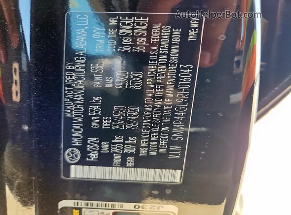 5NMP44GL9RH016043 2024 HYUNDAI SANTA Black 