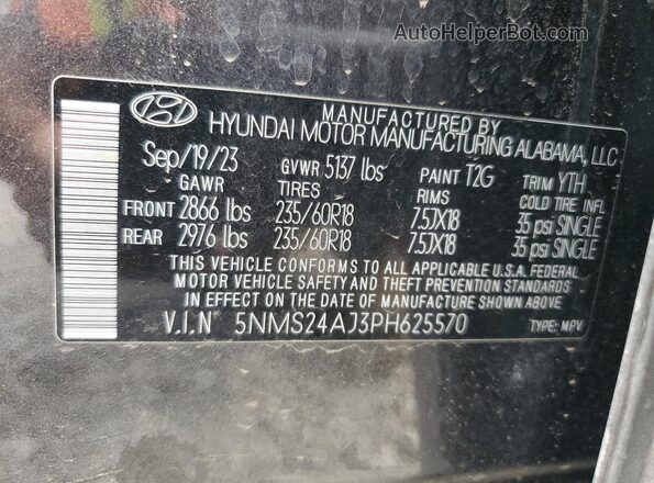 5NMS24AJ3PH625570 2023 HYUNDAI SANTA Black 