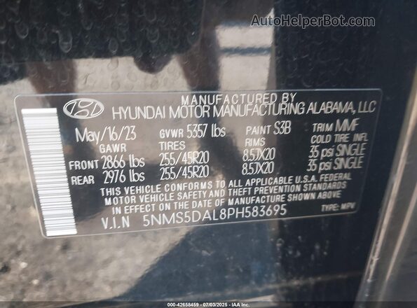 5NMS5DAL8PH583695 2023 HYUNDAI SANTA FE CALLIGRAPHY Black ძრავის განყოფილების ხედი