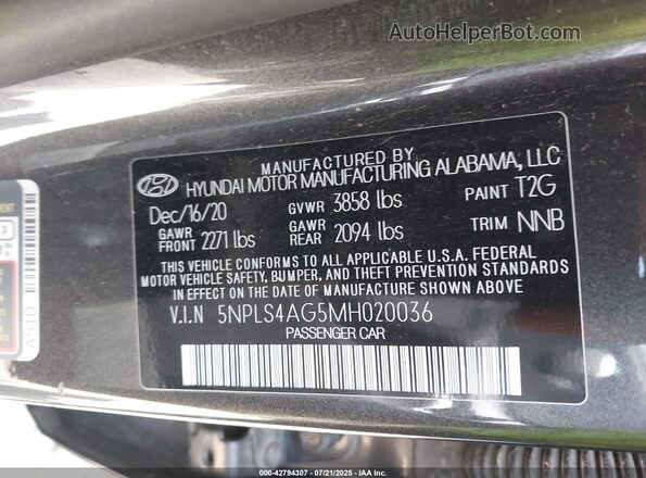 5NPLS4AG5MH020036 2021 HYUNDAI ELANTRA Gray Engine compartment view
