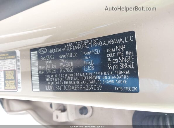5NTJCDAE5RH089059 2024 HYUNDAI SANTA CRUZ Tan Widok komory silnika