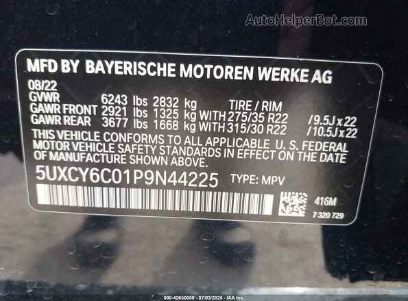 5UXCY6C01P9N44225 2023 BMW X6 Black Widok komory silnika
