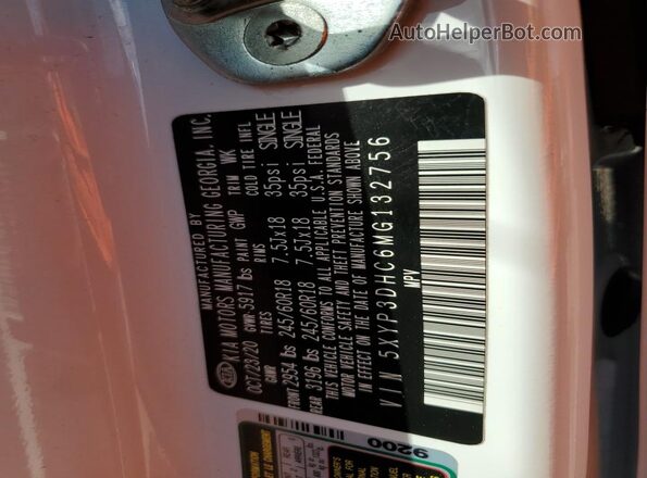 5XYP3DHC6MG132756 2021 KIA TELLURIDE White Vista del compartimento del motor