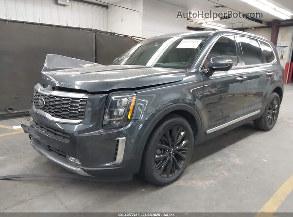 5XYP54HC3MG129095 2021 KIA TELLURIDE Gray Vista tres cuartos delantera izquierda