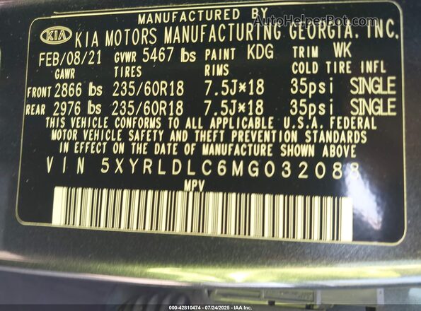 5XYRLDLC6MG032088 2021 KIA SORENTO Gray Widok komory silnika