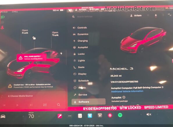 5YJ3E1EA0PF585700 2023 TESLA MODEL 3 White 
