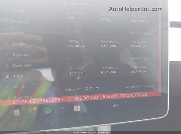 5YJ3E1EB3PF634557 2023 TESLA MODEL 3 White უკანა სავარძლების ხედი