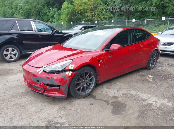 5YJ3E1EBXMF032539 2021 TESLA MODEL 3 Red წინა მარცხენა ხედი სამი მეოთხედიდან