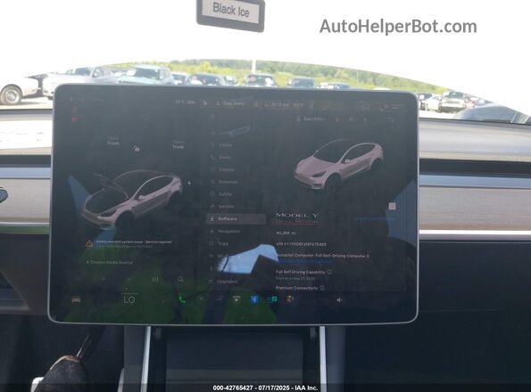 5YJYGDEF2MF075485 2021 TESLA MODEL Y White Вид задніх сидінь