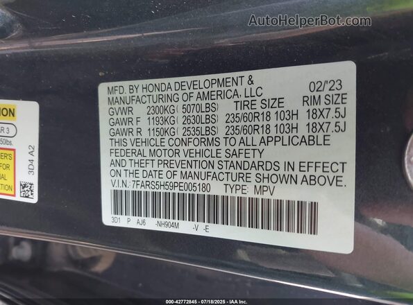 7FARS5H59PE005180 2023 HONDA CR-V HYBRID Gray 