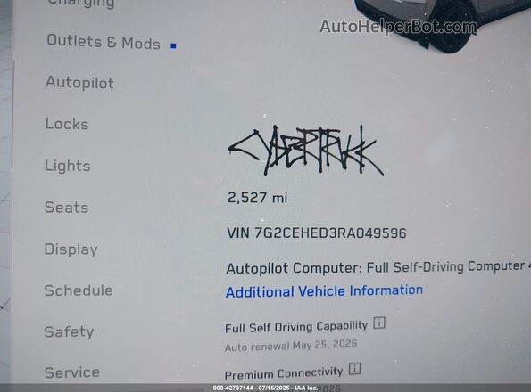 7G2CEHED3RA049596 2024 TESLA CYBERTRUCK Silver უკანა სავარძლების ხედი