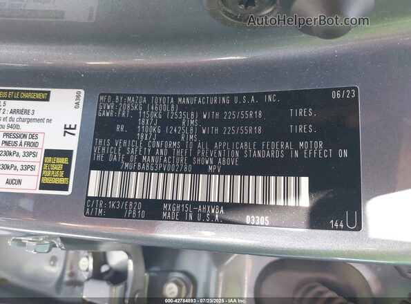 7MUFBABG3PV002780 2023 TOYOTA LL Gray 