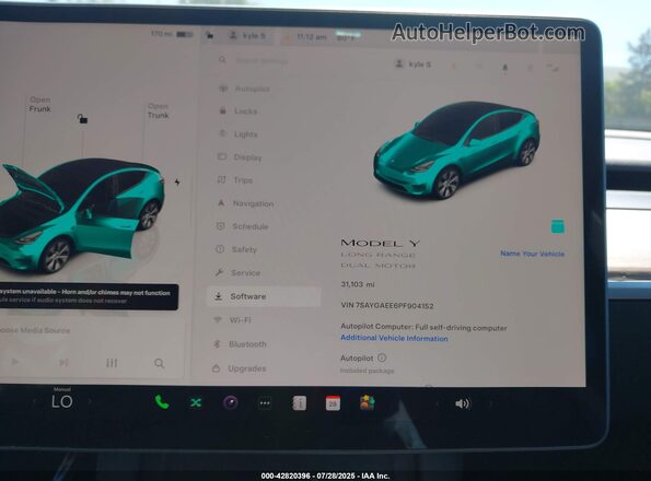 7SAYGAEE6PF904152 2023 TESLA MODEL Y Black უკანა სავარძლების ხედი