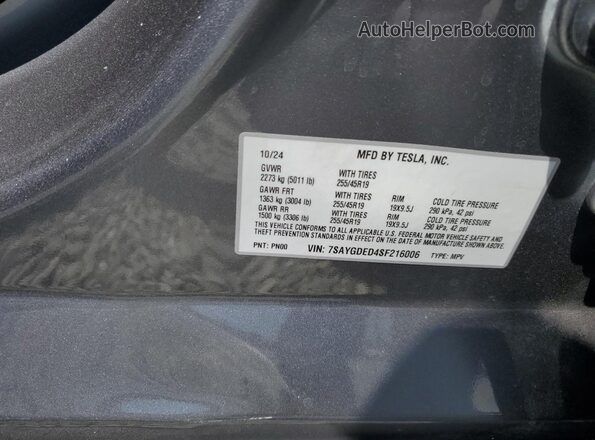 7SAYGDED4SF216006 2025 TESLA MODEL Silver 