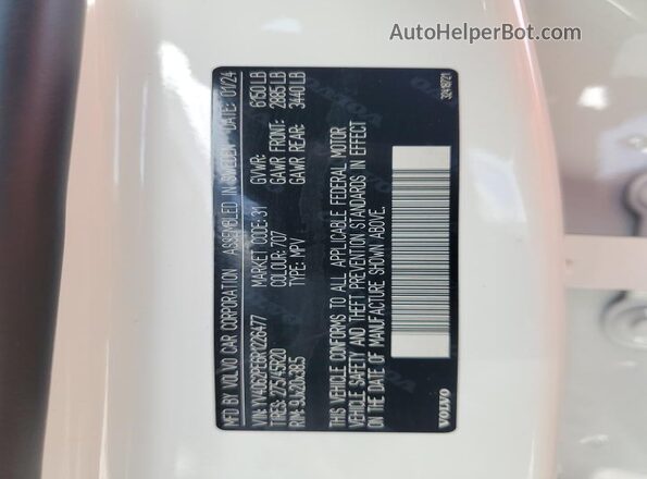 YV4062PE6R1226477 2024 VOLVO XC90 White 