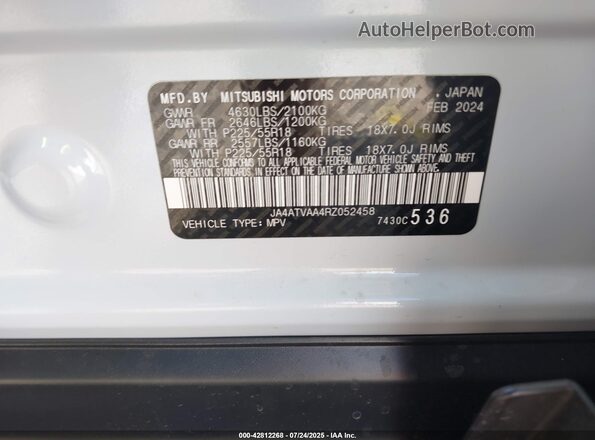 JA4ATVAA4RZ052458 2024 MITSUBISHI ECLIPSE CROSS White Engine compartment view