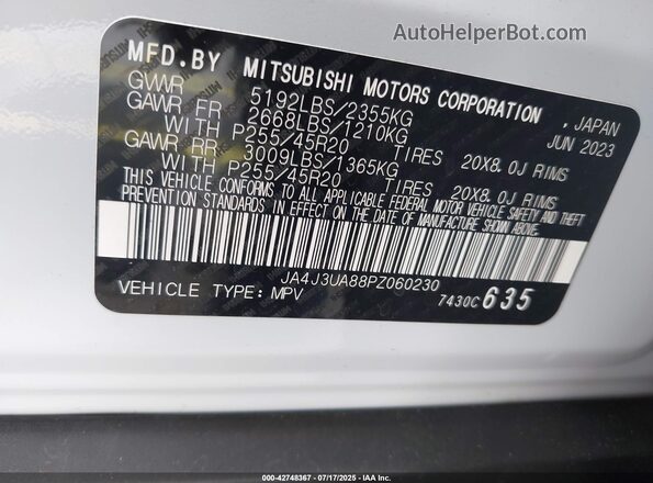 JA4J3UA88PZ060230 2023 MITSUBISHI OUTLANDER White 