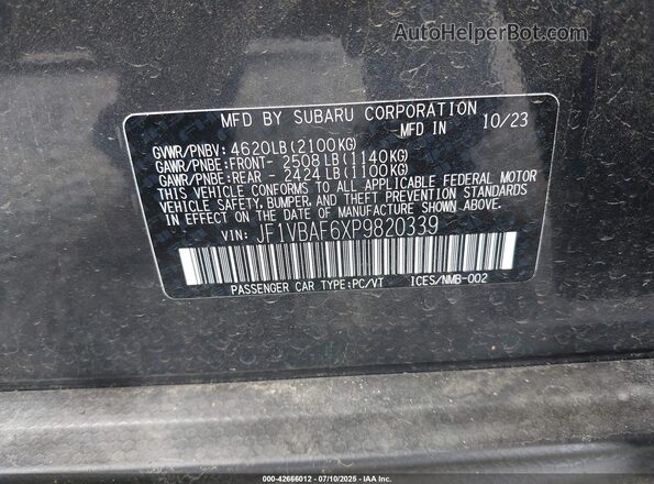 JF1VBAF6XP9820339 2023 SUBARU WRX Gray 