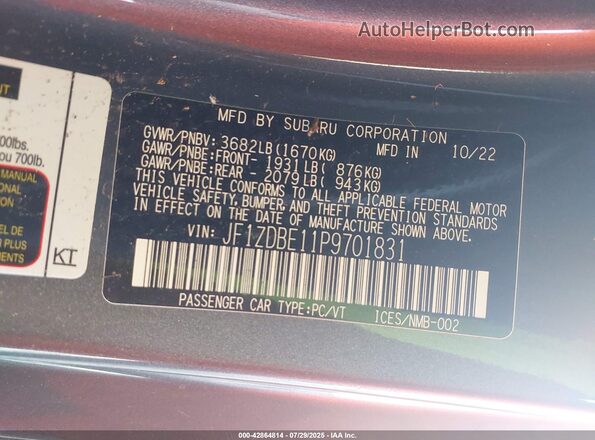 JF1ZDBE11P9701831 2023 SUBARU BRZ Серый Вид подкапотного пространства