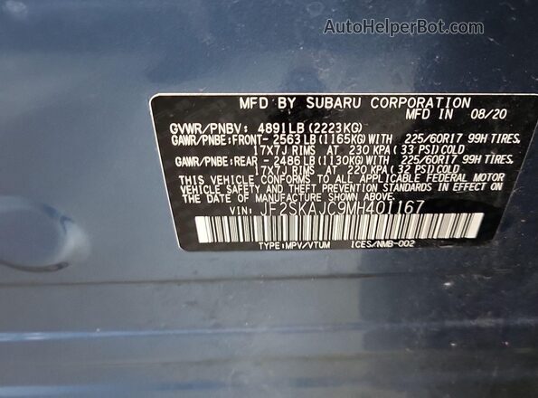 JF2SKAJC9MH401167 2021 SUBARU FORESTER  