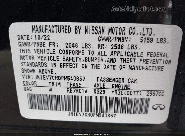 JN1EV7CR0PM540657 2023 INFINITI Q50 Black 