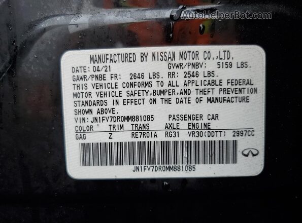JN1FV7DR0MM881085 2021 INFINITI Q50 Black 