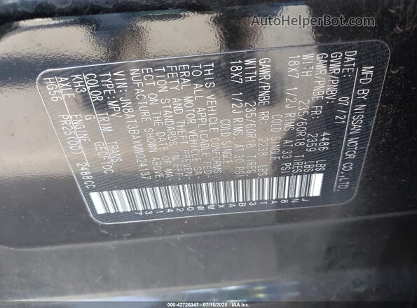 JN8AT3BAXMW024137 2021 NISSAN ROGUE Black ძრავის განყოფილების ხედი