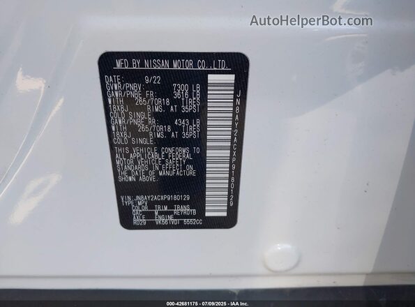 JN8AY2ACXP9180129 2023 NISSAN ARMADA White 