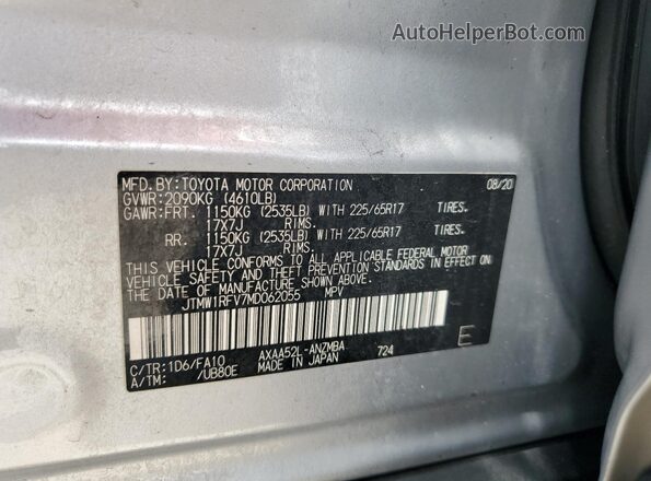 JTMW1RFV7MD062055 2021 TOYOTA LE Silver 360 interior view