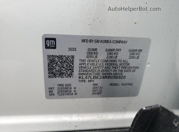 KL47LBE24RB096920 2024 BUICK OTHER White Widok naklejki z numerem VIN