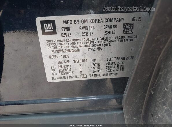 KL79MPSL2MB033570 2021 CHEVROLET TRAILBLAZER Black Вид підкапотного простору