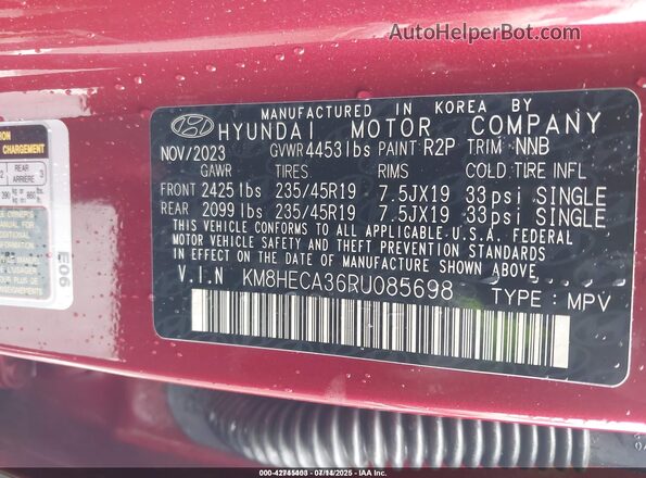 KM8HECA36RU085698 2024 HYUNDAI KONA Красный Вид подкапотного пространства