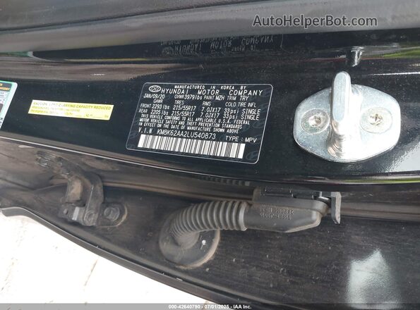 KM8K62AA2LU540873 2020 HYUNDAI KONA Black Vista del compartimento del motor