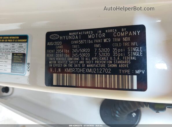 KM8R7DHEXMU212702 2021 HYUNDAI PALISADE White Widok komory silnika