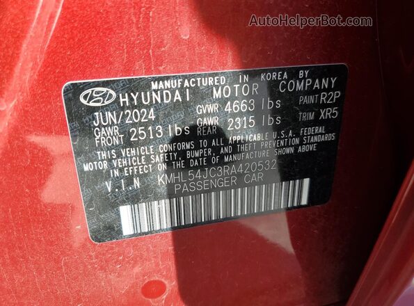 KMHL54JC3RA420532 2024 HYUNDAI SONATA Красный 