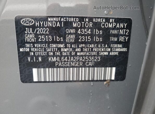 KMHL64JA2PA253623 2023 HYUNDAI SONATA Gray Widok naklejki z numerem VIN
