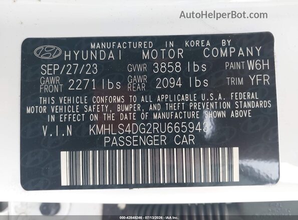 KMHLS4DG2RU665943 2024 HYUNDAI ELANTRA White Widok komory silnika