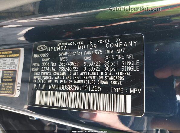 KMUHBDSB2NU101265 2022 GENESIS GV80 Blue Շարժիչի բաժամունքի տեսք
