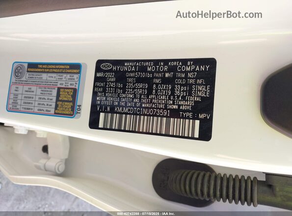 KMUMCDTC1NU073591 2022 GENESIS GV70 White Вид підкапотного простору