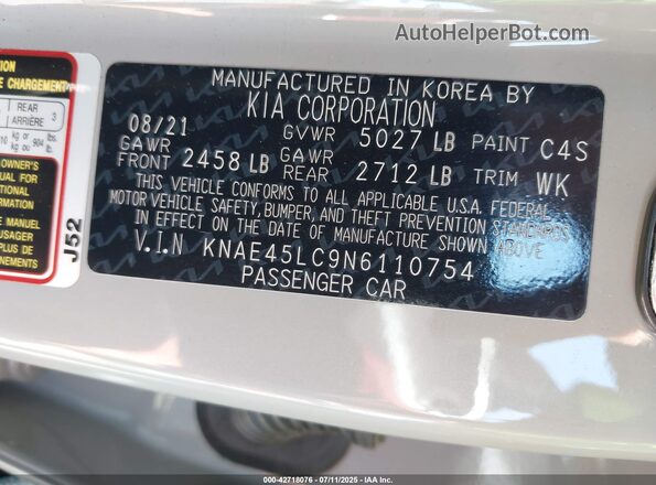 KNAE45LC9N6110754 2022 KIA STINGER Gray 