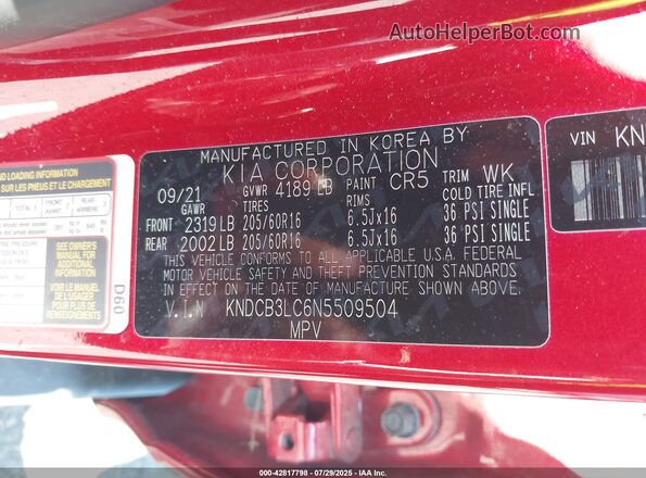 KNDCB3LC6N5509504 2022 KIA NIRO Красный Вид подкапотного пространства