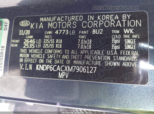 KNDP6CACXM7906127 2021 KIA SPORTAGE Dark Blue Engine compartment view