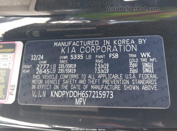 KNDPYDDH6S7215973 2025 KIA SPORTAGE PLUG-IN HYBRID Black Engine compartment view
