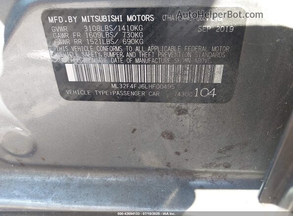 ML32F4FJ6LHF00495 2020 MITSUBISHI MIRAGE G4 Gray Вид підкапотного простору