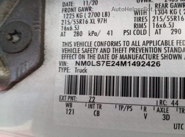 NM0LS7E24M1492426 2021 FORD TRANSIT CONNECT  